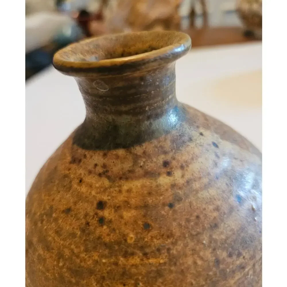Rustic, earthy glazed, hand thrown Ceramic Pottery Vase 5